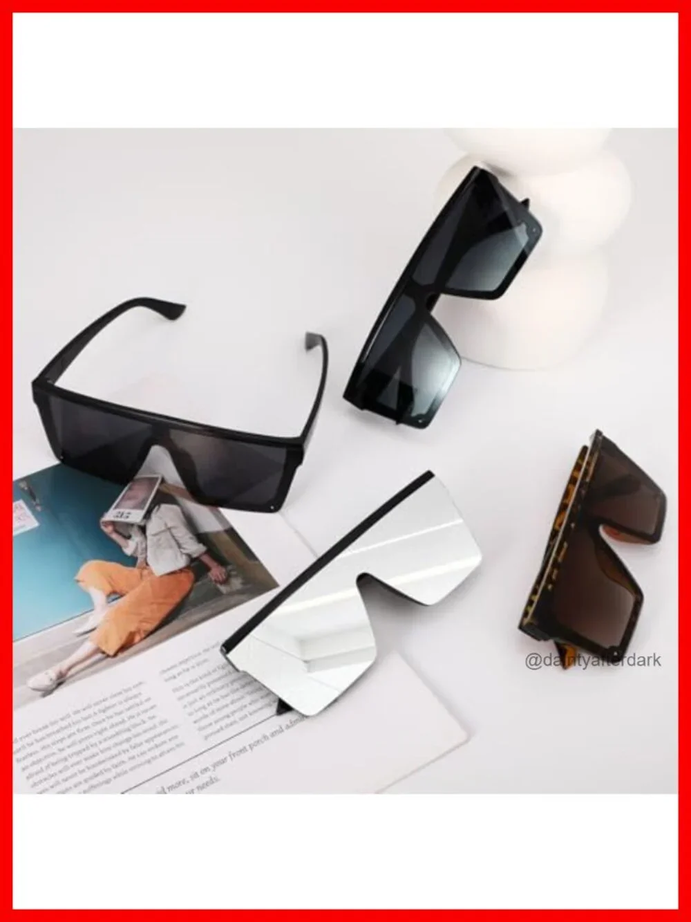 4 Pairs Square Oversized Frameless Sunglasses UV Protection